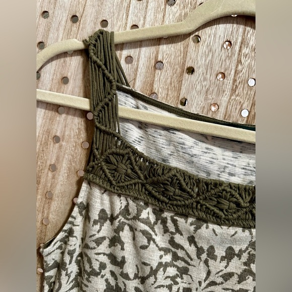 NWOT Ralph Lauren Tan Olive Sleeveless Tank Top Crochet Army Green - Picture 5 of 6